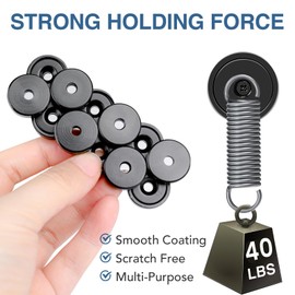 MIKEDE Neodymium Magnets, 40lbs Earth Magnets Heavy Duty, Small Round Rare Earth Base Magnet with Holes in The Center, Cup with Screws Disc Magnet for Wall Mounting - 6 Pack