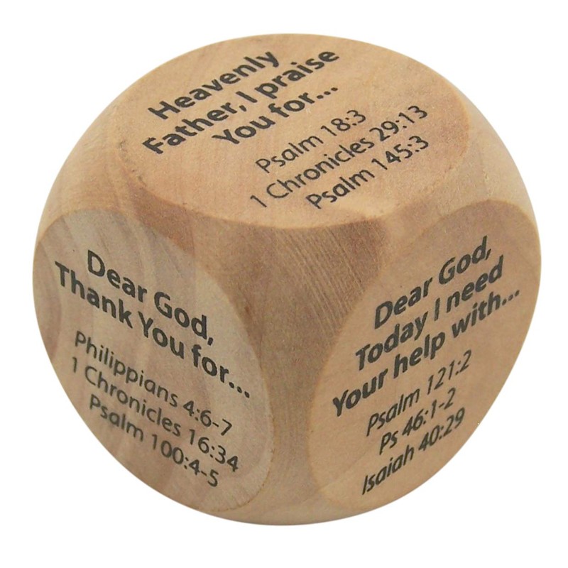 Wooden Religious Prayer Starter Cube for Kids, 1 1/4 Inch