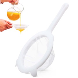 AIZOE Fine Mesh Strainer with Handle & Resting Tabs, 120 Mesh 5.9", Plastic Juice Strainer after Juicing, Nylon Juice Filter, Small Sieve for Kefir Grains, Soy/Nut Milk, Yogurt, Tea, Coffee, Honey