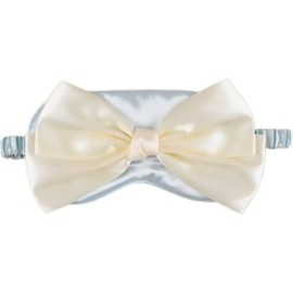 Cute Bow Eye Mask Soft Silk Sleep Mask Comfortable Sleeping Eye Cover with Elastic Strap for Women and Girls (Blue)