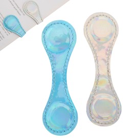 Leather Magnetic Bookmark, 2Pcs Mirror Magnetic Bookmarks, Magnet Bookmark Clips Gift for Women, Kids, Reading Lovers, Teacher Gift for School Office Home Supplies (Blue+Silver)