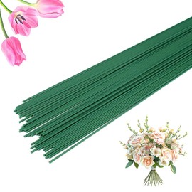 50 Pieces Floral Wire Stems Flower Wire Stem Dark Green Floral Stem Wire for Crafts Making DIY Bouquet Flower Arrangements Wire Stem Supplies Florist Floral Wire Stem Flower Paper Wrapped Wire (Green)