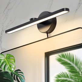 TYhogar 15.75" Plug in/Hardwired Bathroom Vanity Light Fixtures Modern Black Vanity Lights Over Mirror,3000k Warm Light 12w Eye-Friendly Wall Lamps Acrylic Picture Light Led Light Bar for Bedroom