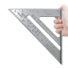 7 Inch Speed Square Layout Tool Silver Aluminum Alloy Carpenter Triangle Ruler Precise Measuring Tool for Woodworking Engineer Carpenter