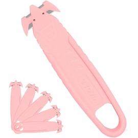 T TOVIA 100 Pcs Safety Box Cutter Knife of Double-sided Recessed Concealed Blade for Household, Warehouse, Workshop - Pink