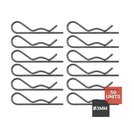 DOJA Barcelona R-Spring Connector, 3 mm, Folding Cotter Pins Assortment Pack 50, R-Spring Cotter Pin Made of Galvanised Steel for Bodywork, Splint Spring Lock, Safety Motor Tension Spring Cotter Pins,