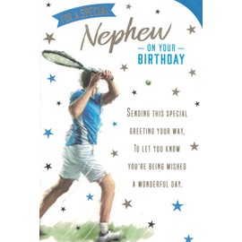 NEPHEW BIRTHDAY CARD***TENNIS****PRELUDE***9 X 6 INCHES***