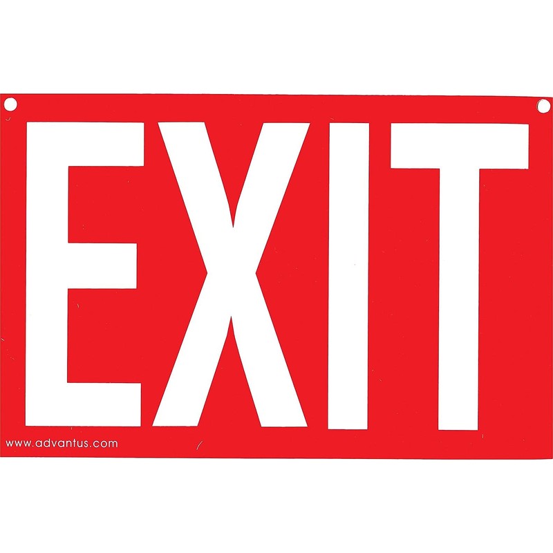 COSCO Glow-In-The-Dark Safety Sign, Exit, 12 X 8, Red