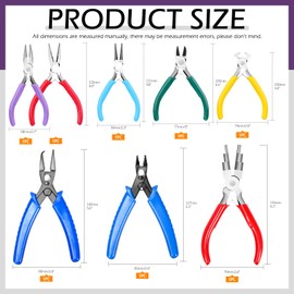 Swpeet 8Pcs 8 Types 4.5 Inch Jewelry Pliers Set, Colorful Jewelry Making Tools Needle Nose Pliers Round Nose Pliers Wire Cutters Crimping Pliers, Bent Nose Pliers End Nippers 6-Step Ball Making Pliers