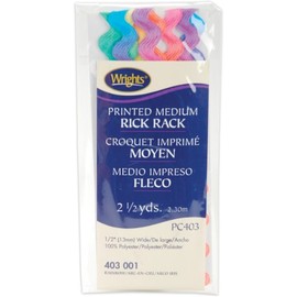Wrights 117-403-001 Cotton Printed Rick Rack Trim, Rainbow, Medium, 2.5-Yard