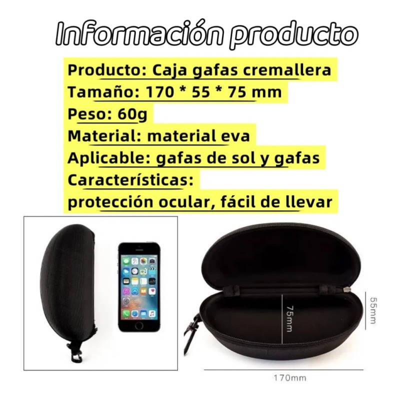 3pzs Estuche Lente De Sol Rígido Impermeable + 3 Paño