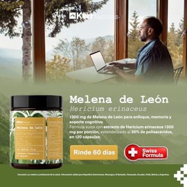 Kërr Naturals, Melena de León Extracto 1300 mg, 120 cápsulas veganas. Formula suiza.