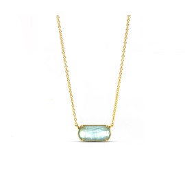All Cotton and Linen Rarete Jewelry Bespoke Aura Necklace – 18K Gold Plated Custom-Cut Ocean Topaz Pendant