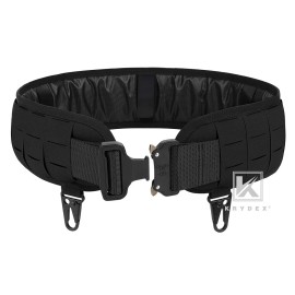 KRYDEX Laser Cut MOLLE Belt 1.75 in Padded Battle Outer Belt and 3 in Inner Belt - Black, M (36" - 40") - 21 Slots Molle