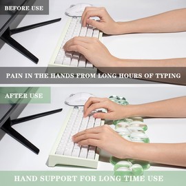 Clear Gel Wrist Rest for Keyboard and Mouse, Green Cloud Wrist Rest Set, Cute Ergonomic Silicone Wrist Rest for Computer Keyboard 60%/68%/75%