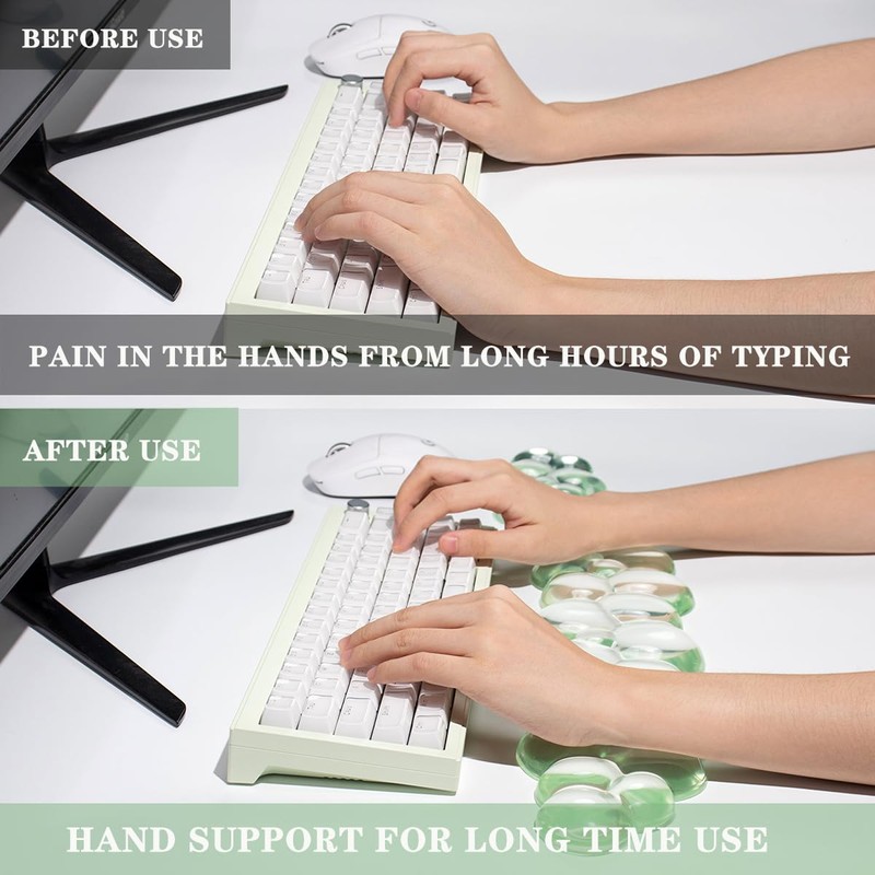 Clear Gel Wrist Rest for Keyboard and Mouse, Green Cloud