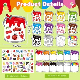 Kosiz 36 Set Color Sorting Craft Paper Color Recognition Matching Stickers Educational Games Toys Learning Crafts for Toddlers Kids Preschool Classroom Bulletin Board Decoration Teacher Class Supplies