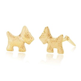 9ct yellow gold terrier dog Andralok stud earrings/Gift box