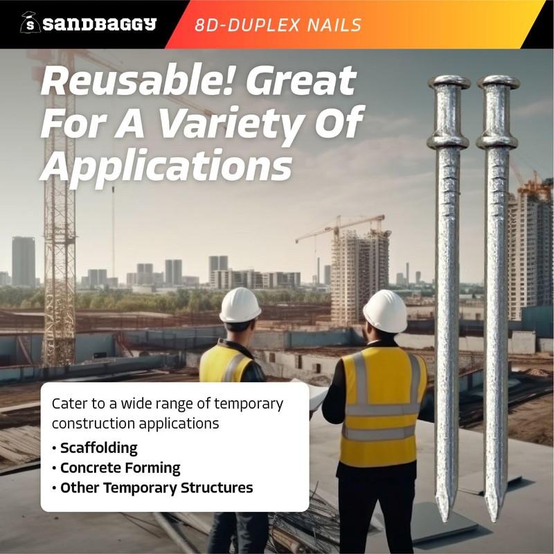 Sandbaggy 8d Duplex Nails (2.55" Length) - Concrete Forms, Scaffolding,