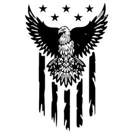 Clausen's World Flying Eagle U.S.A. American Flag Hood Door Vinyl Decal Racing Stripes Car Truck Van 21x33 Inches, Fits Wrangler, Ram, Blue