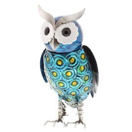 Hand Painted Owl Ornament Metal H20cm x W11cm x D12cm Birds Home Decor