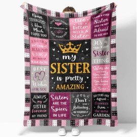 JOSOSO Sister Birthday Gifts Blanket 50”X60”, Big Sister Gifts from Sister, Sister in Law Birthday Gift, Big Sister Gift for Little Girls,Best Soul Sister Present Throw