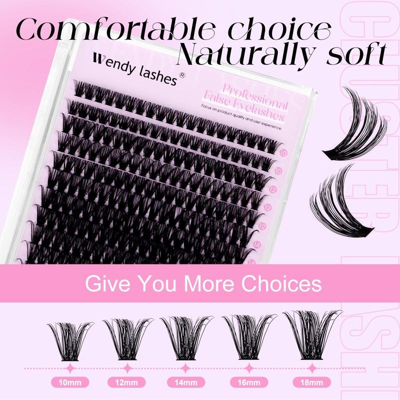 Eyelash Extensions Set, Natural 60D Eyelash Clusters, D Curl, Lash