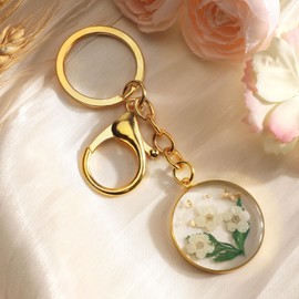 SHTALHST Handmade Pressed Flower Keychain,Dried Flower Keychain for Women Mother Sisters Bestie