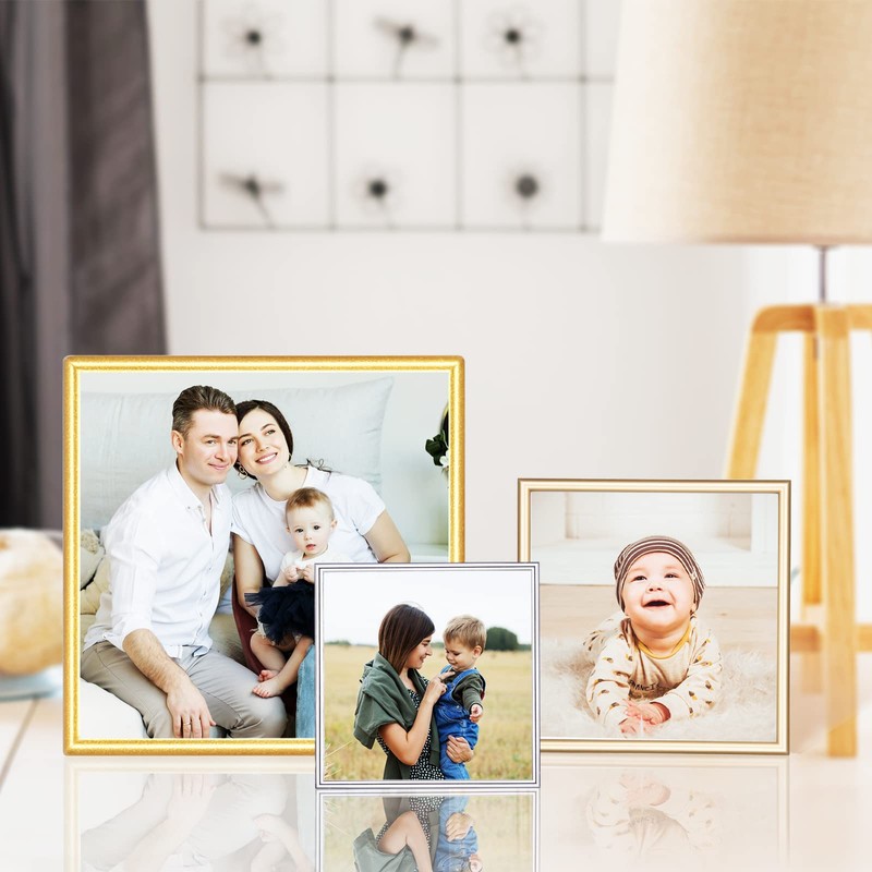 Autjvy 4x4 Picture Frame Silver Brushed Modern Simple Thin Aluminum