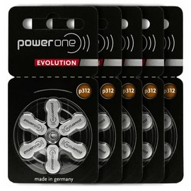 PowerOne Evolution Size 312 Hearing Aid Batteries - 1.45V Zinc Air with Improved Battery Life (30 Batteries)