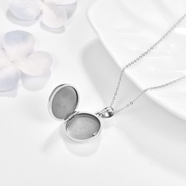 TANGPOET Locket Necklace with Picture 925 Sterling Silver Star and Moon Photo Lockets for Opening Pendant Jewellery Amulet for Women Girls Family, Sterling Silver, Cubic Zirconia