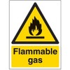 V Safety Flammable Gas Warning Sign - 150mm x 200mm