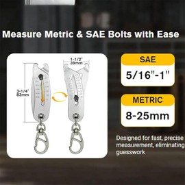 Portable Bolt Size Finder Keychain,Precise Thread Size Checker Key Chain, Bolt Size Finder Keychain, Portable Nut and Bolt Thread Size Verification Tool for Fast and Precise Measurement (1)