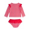 RuffleButts Baby/Toddler Girls Skirted Long Sleeve Rash Guard Bikini UPF50+