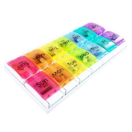 JFA Medical Weekly Pill Box Organiser/Reminder for Medicines Supplements, Vitamins, 7days, 2 compartments per Day