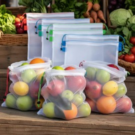 Set 24pzs Bolsas Ecológicas Reutilizables Malla Lavables para Guardar Fruta Verduras Super