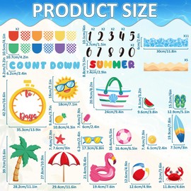 Countdown to Summer Bulletin Board Set Beach Bulletin Board Decorations End of The Year Paper Cutouts Summer Tropical Cut-Outs for School Classroom Office Chalkboard Wall Door