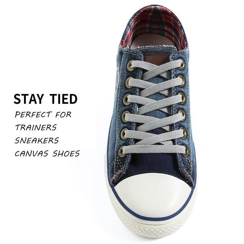 VSUDO VSUDO 80 cm Flat White Grey Shoe Laces for