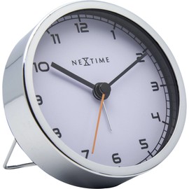 NeXtime alarm clock, "COMPANY ALARM" very silent, white / metallic, ø 9 cm