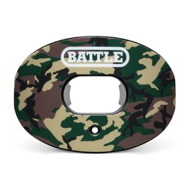 Battle Sports Camo Chrome Oxygen Football Mouthguard - Mouthguard with Convertible Strap, Superior Airflow and Better Performance, Maximum Protection and Breathability, Works with Braces - Green