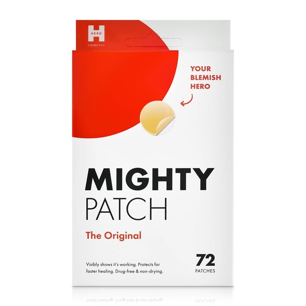 Mighty Patch Original from Hero Cosmetics - Medical-grade Hydrocolloid Pimple Patch, Nightime blemish patch, wake up to clearer looking skin, suitable for sensitive skin (72 Count)