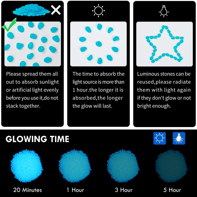 500pc Glow in The Dark Pebbles Outdoor Glow Stones for