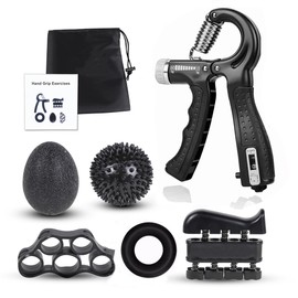 Ejercitador de Mano, 6 en 1 Fortalecedor de Agarre con Contador, Ejercitador de Antebrazo Fortalecedor de Dedos de Resistencia Ajustable, Entrenador de Fuerza de Agarre Kit de Entrenamiento para Desarrollo Muscular,Hand Grip Pinzas para Rehabilitacion /M