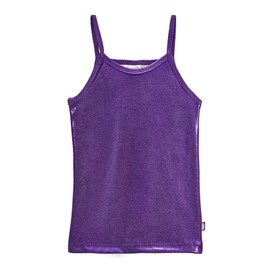 Made in USA Girls Cami Spaghetti Strap Tee Tshirt Fun Colorful Metallic Shiny Mermain Print Tank Top for School Party Summer, Summer, Sparkly Purple, 7