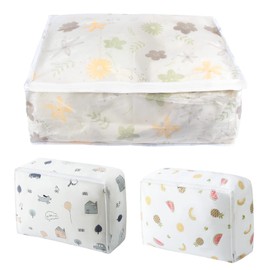 JSMTKJ Pack of 3 Storage Bags, Foldable Storage Box for Duvet, Bed Linen, Transparent Carry Bag with Sturdy Zip, White