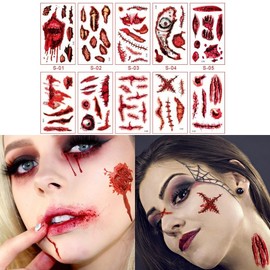 Ace Shop Halloween Tattoo (10 sheets) Tattoo Tattoo Henna Zombie Wound Tattoo Makeup, 1 Set, Tattoo Sticker (S-10 sheets) / (주)에이스샵할로윈 타투(10장) 문신 타투 헤나 좀비 상처타투 분장, 1세트, 타투스티커(S-10장)