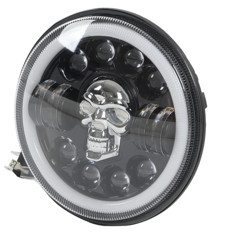 Motorcycle LED Headlight, 7in Round Motorcycle LED Angel Eye Headlight