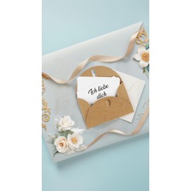Honwor 25 Mini Kraft Envelopes with Heart Closure - DIY Gift & Thank You Cards