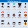 Hibbent 15pcs Faucet Adapter Kit,Brass Faucet Aerator Adapter Set Male