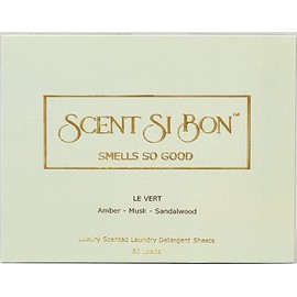 Scent Si Bon Luxury Scented Laundry Detergent Sheets, 60 Loads, Le Vert Scent Inspired by Iconic Perfumes, Amber, Musk, Sandalwood, Eco-Friendly Formula, Biodegradable Detergent Strips